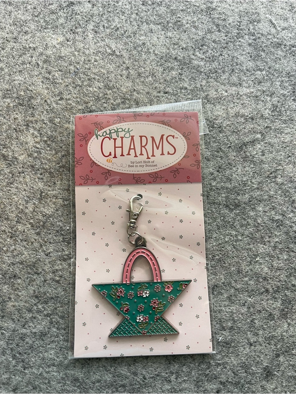 Lori Holt, Enamel Happy Charm, Flower Basket, Bag Charm, Bee in my Bonnet
New